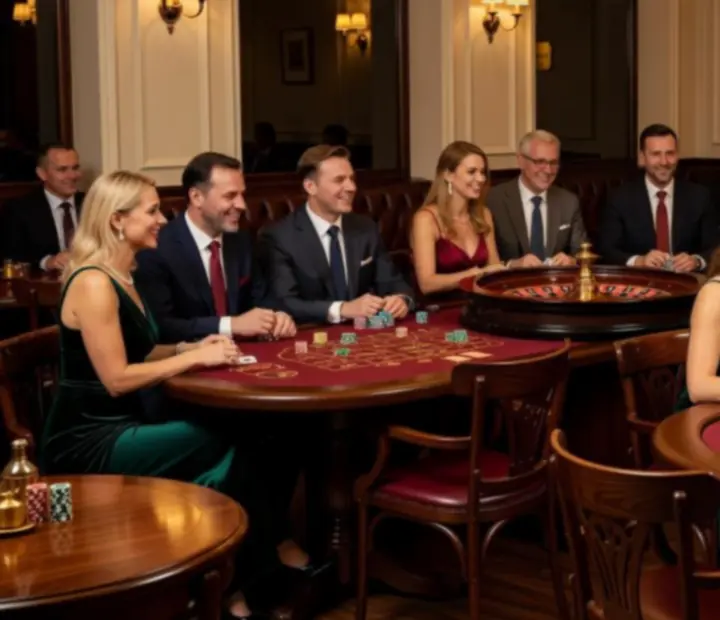 Elegancka sala restauracyjna Czerwony Stół z widocznym stołem pokerowym w Casino Lounge