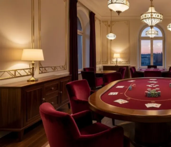 Eleganckie wnętrze restauracji z widocznym stołem pokerowym